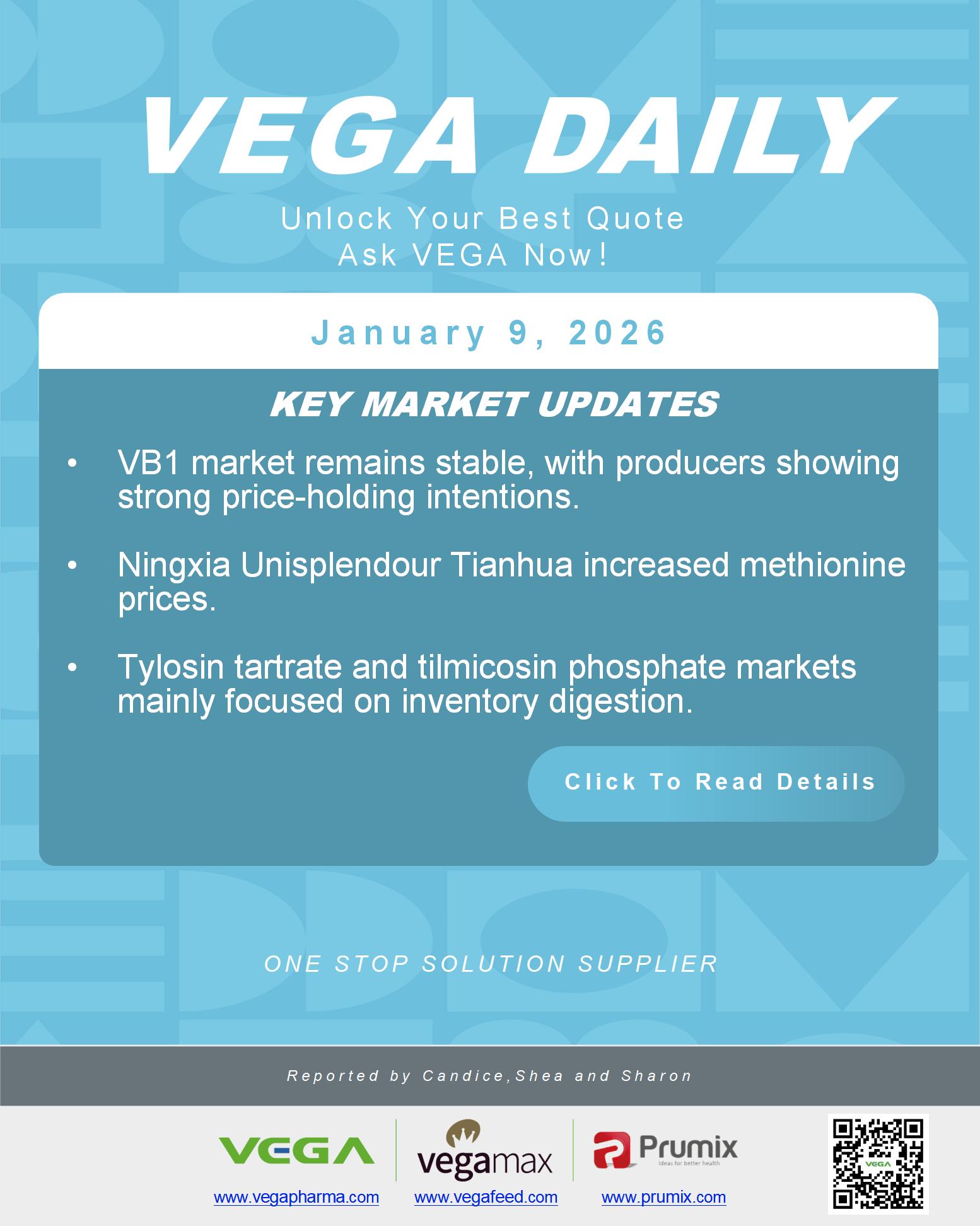 VEGA Daily Dated on January 9th 2026 Vitamin Amino Acid APl Food Additives.jpg